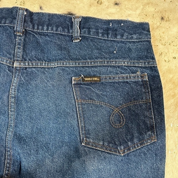 SADDLE King Men’s Vintage Dark Wash Outdoor Work Denim Jeans Size 42x36 - Picture 7 of 9